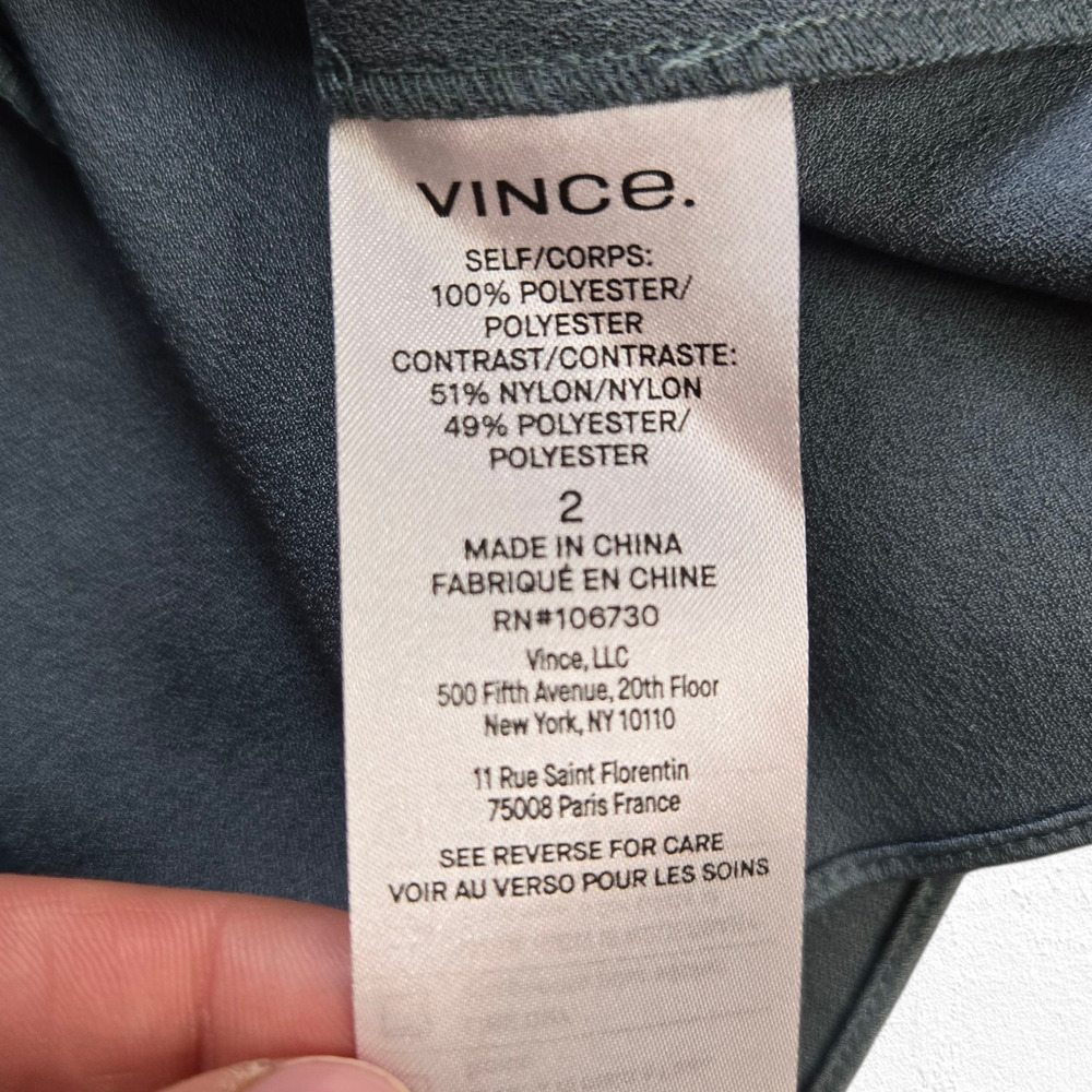 Vince Gray Blue Green Asymmetrical Satin Pleated Modern Luxe Midi Skirt Size 2 - Picture 9 of 12